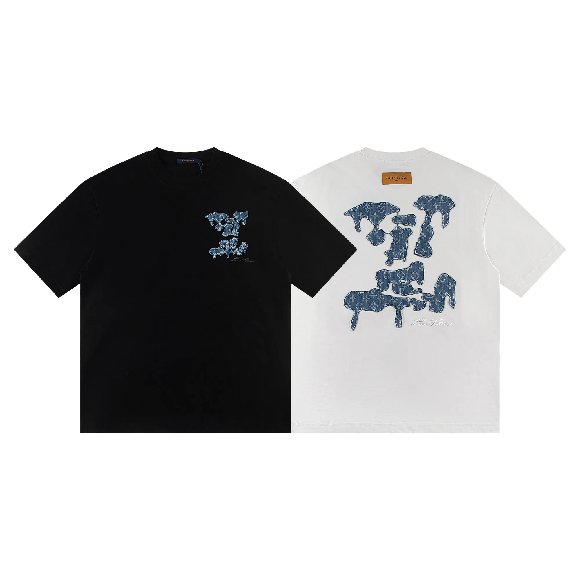 🅿️170 louis vuitto*2026 latest short-sleeved T-shirt (cow embroidery) Material: Made of high version 300g double yarn combed cotton Size: S M L XL Color: black and white Style number: W2638